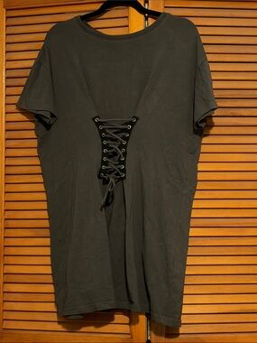 Hot Topic Lace-Up Front Mini Tunic - Charcoal